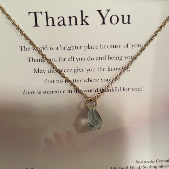 MaeMae Swarovski Crystal 14k gold filled and sterling 16-18” necklace. NWT - Picture 4 of 4